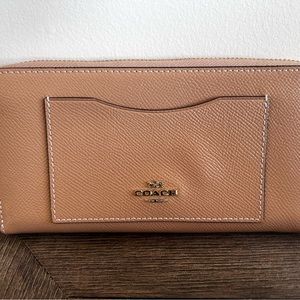 Tan leather Coach Wallet zip around